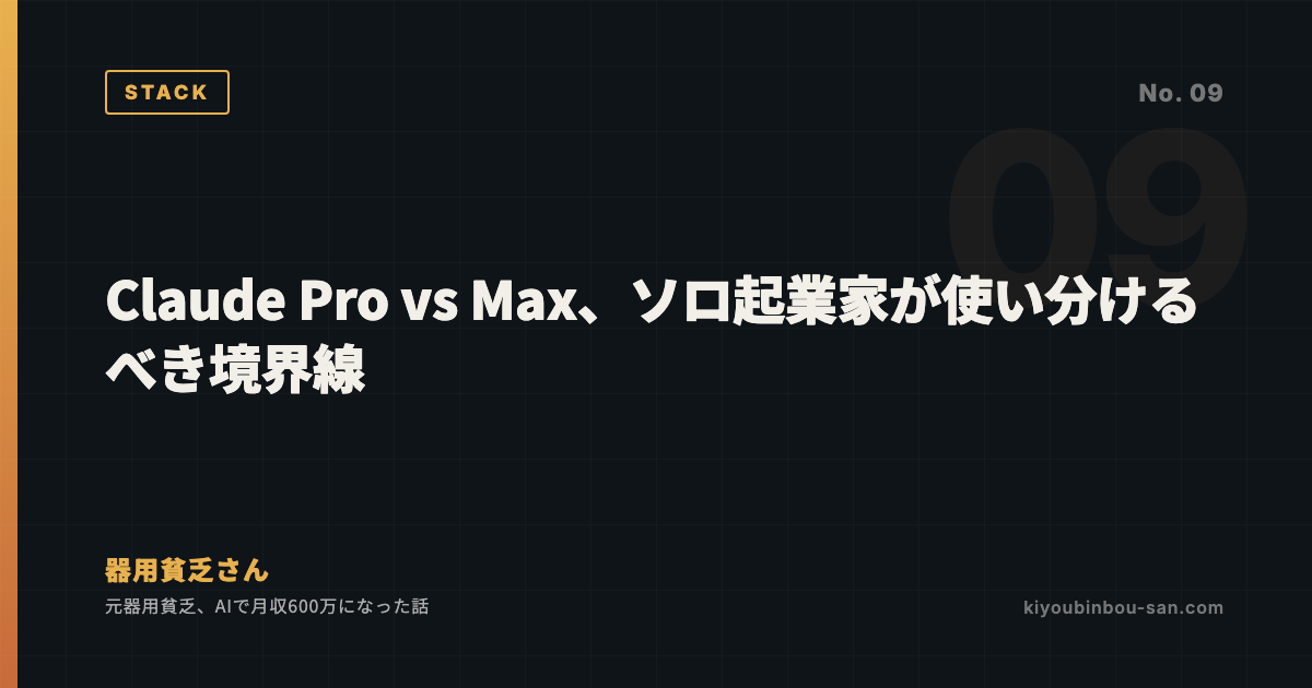 Claude Pro vs Max、ソロ起業家が使い分けるべき境界線