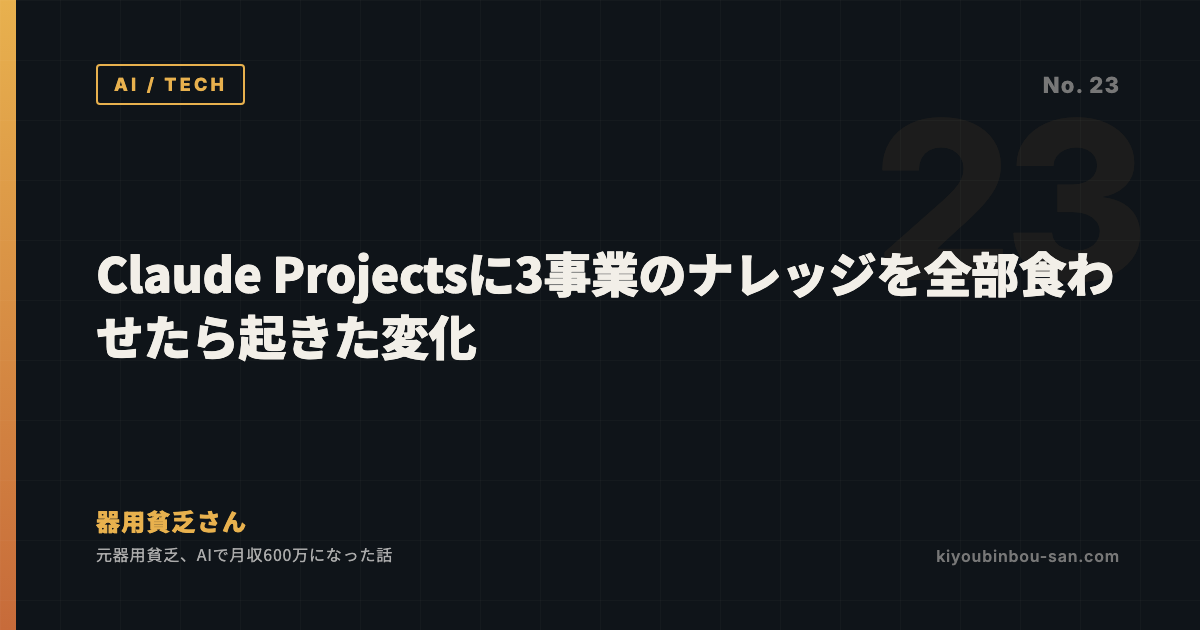 Claude Projectsに3事業のナレッジを全部食わせたら起きた変化