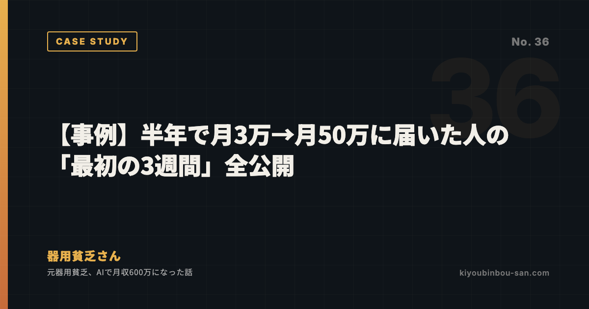 【事例】半年で月3万→月50万に届いた人の「最初の3週間」全公開